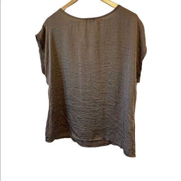 BELLINA Taupe Lightweight Cap Sleeve Gem Detail Dressy Top L - Picture 3 of 7